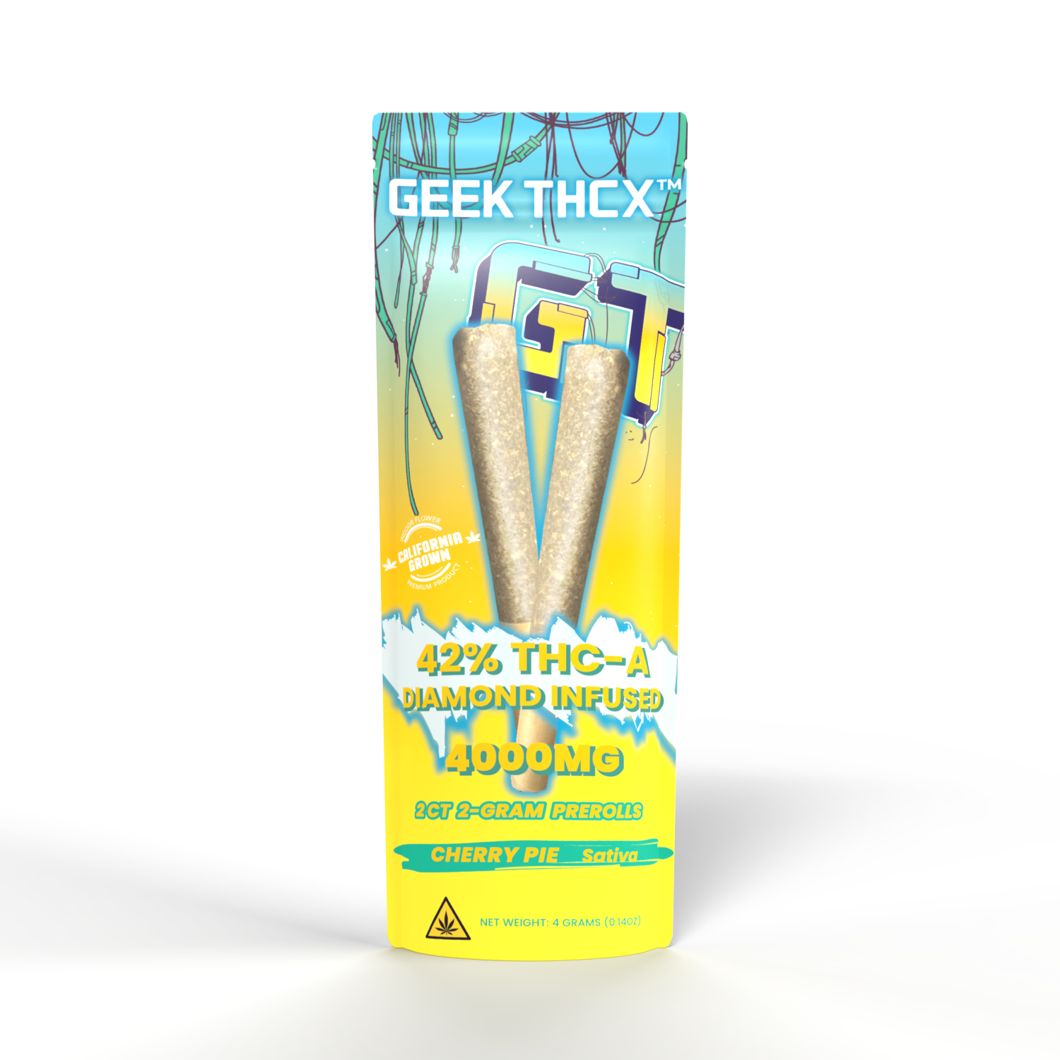 GEEK THCX THCA DIAMOND INFUSED PRE-ROLLS - Cherry Pie | Sativa (2CT | 4G)