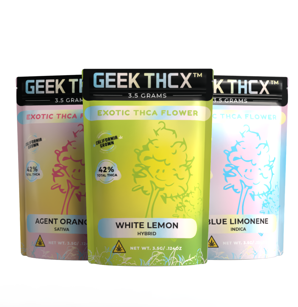 GEEK BAR THC high-potency THCA preroll infused with 35% THCP made from California-grown indoor hemp flower.