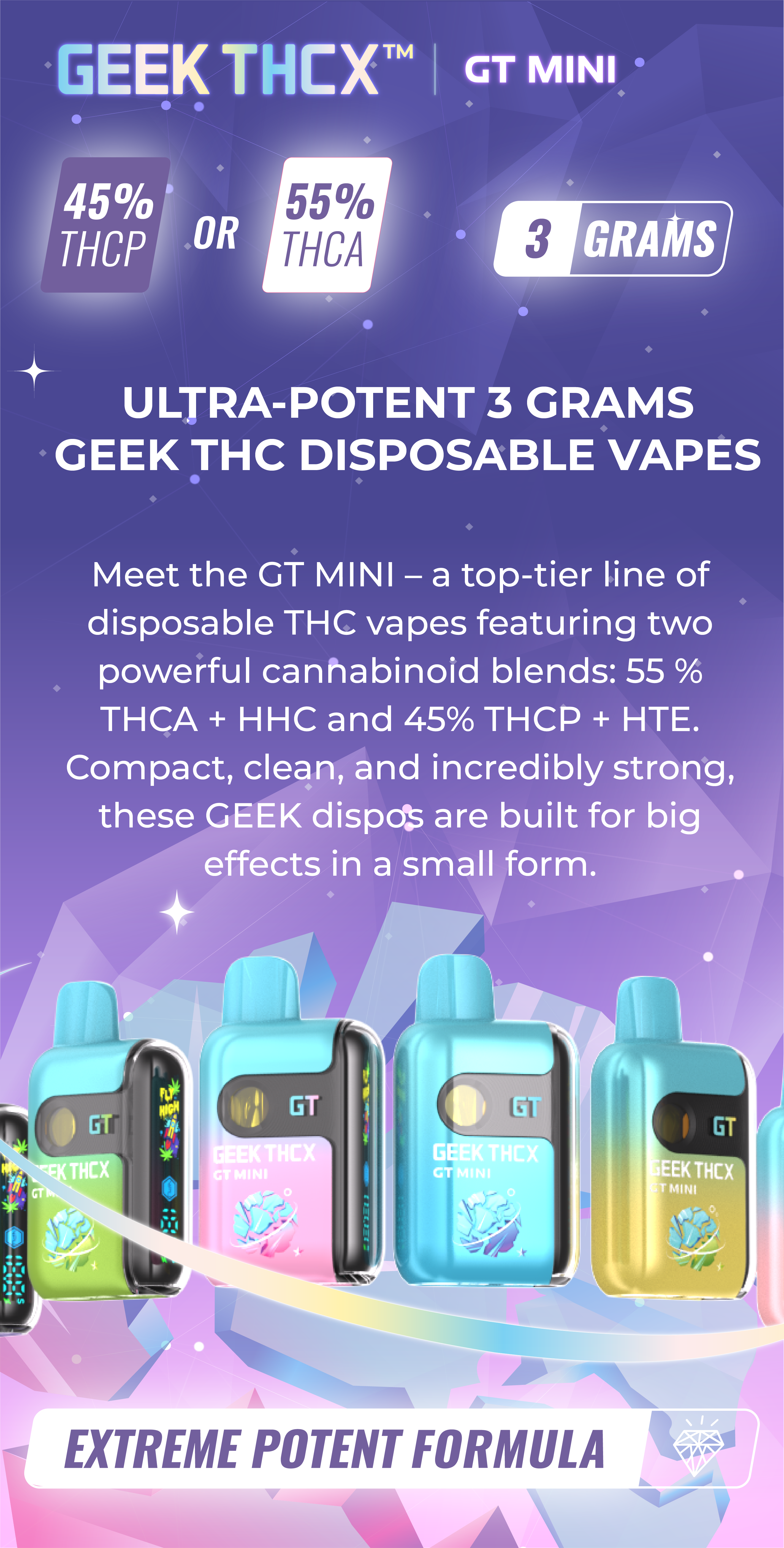 Geek BAR THC THCX 3g disposable vapes featuring ultra-potent THCP and THCA blends – premium high-strength hemp disposables