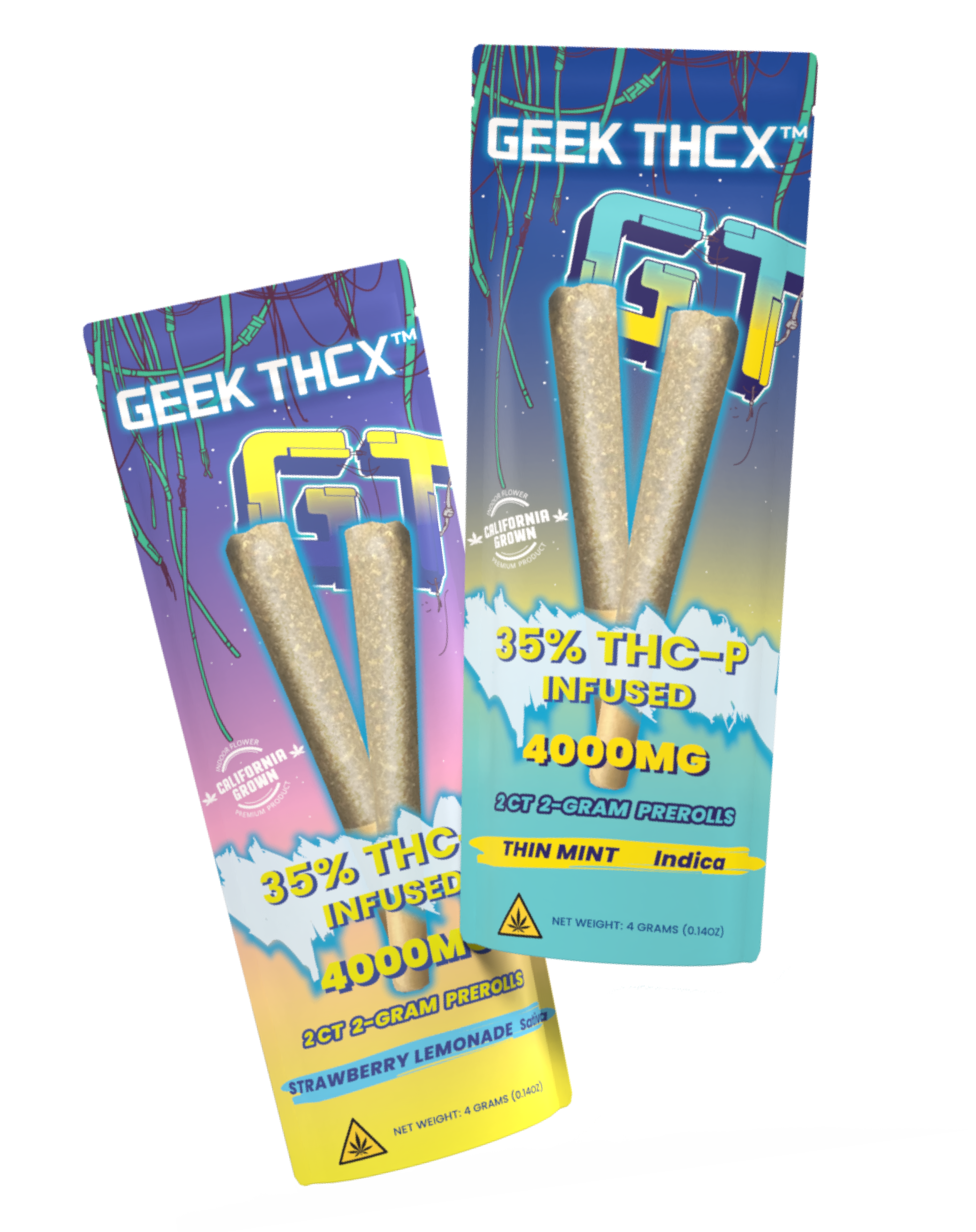 GEEK BAR THC high-potency THCA preroll infused with 35% THCP made from California-grown indoor hemp flower.